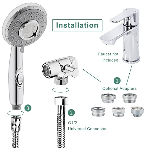 Klleyna Shower Head Sink-Faucet Bathtub-Bathroom-Garden - Hose Sprayer Attachment(5 Adapters) For Hair Washing & Pet Dog Rinse & Baby Bath, On/Off Extension For Moen, Kohler, Delta, American Standard #TOP5