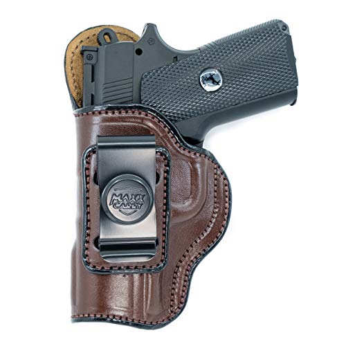 Maxx Carry Inside The Waistband Leather Holster Fits Kimber Ultra Carry II. IWB Holster, Brown, Left