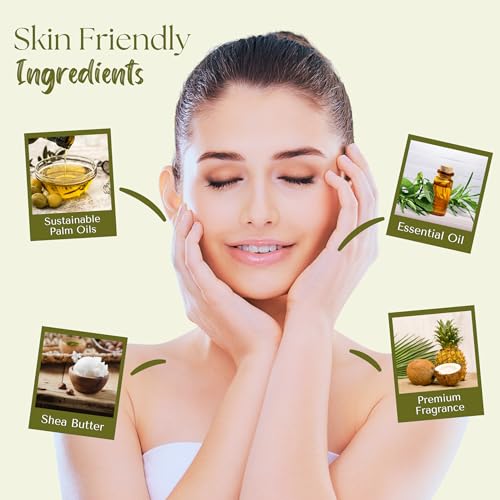 Image of Wavertree & London Pineapple, Coconut & Lime Scented Natural Soap (2 Bars), 7oz Moisturizing French Triple Milled Soap Bars enriched with shea butter - Pure Plant Oil Bath & Body Soap Bars