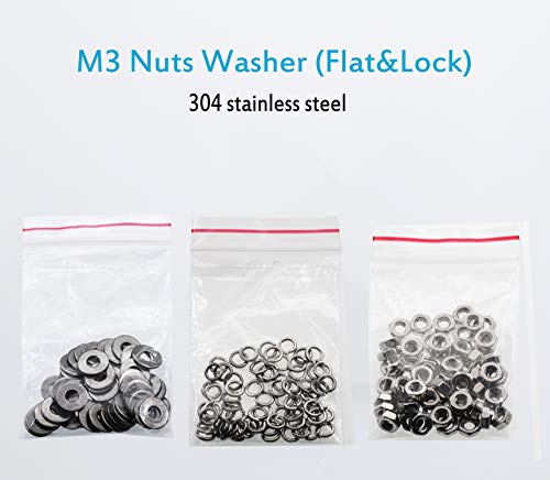 290pcs M3 Phillips Pan Head Screws Bolts Nuts Lock Flat Washers Assortment Kit (M3,304 Stainless Steel) - Thumbnail 5