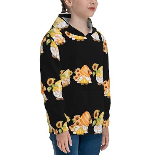 Sunflower Gnomes,Cute Gnome Kids Pullover Hoodies Boys Sweatshirts Girls Athletic Clothes with Pocket3