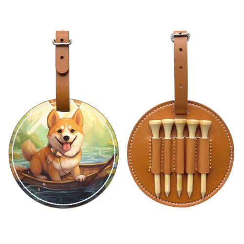 Funny Shiba Inu Brown Printed golf tee storage bag - portable design, easy to organize tee