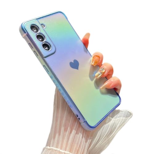 Coque Samsung S21 FE antichoc protection objectif jolie coque silicone cœurs bleu