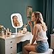 Ansuoda Schminkspiegel mit Beleuchtung, Dimmbare Helligkeit Vanity Spiegel, Wiederaufladbare Touch Tischspiegel für Schlafzimmer Schminktisch Zuhause Reise