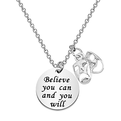 Image of BAUNA Actor Gifts for Theatre Tragedy Comedy Mask Thespian Mask Charm Bracelet Musical Theatre Gift for Actor Acting Director Theater with Inspirational Quote