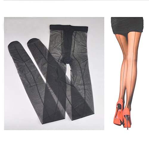 Erioctry Womens Soft Back Seam Tights Seamed Nylon Pantyhose 20 DEN Tights with Back Seam Seamed Pantyhose Black Sheer Seamed Nylon Pantyhose Stockings4