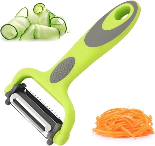 3-in-1 Rotary Peeler with 360° Rotating Blade – Vegetable & Fruit Peeler, Slicer and Grater Tool with Sharp Stainless Steel Blades and Ergonomic Non-Slip Handle for Easy Kitchen Use