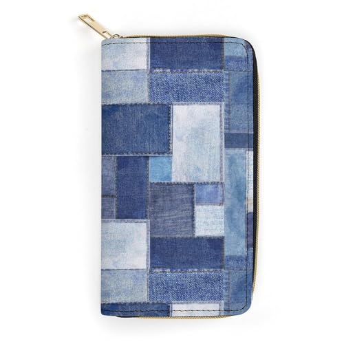 財布 デニム柄 長財布 メンズ レディース ロングウォレット カード収納 ウォレット Wallet 小銭入れ お札入れ 紙幣収納 大容量 人気 おしゃれ PUレザー スキミング防止 男女兼用 プレゼント