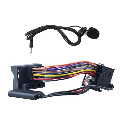 Flylin Bluetooth AUX Musik Adapter, 12Pin Bluetooth AUX IN Musik Kabel Modul mit Mikrofon, Mikrofon Freisprecheinrichtung kompatibel mit Volkswagen Skoda RCD210 RCD310 RCD510 RNS510 Autoradio