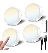 RGB Rechargeable Puck Lights with Remote, Colored 1600mAh Battery ...