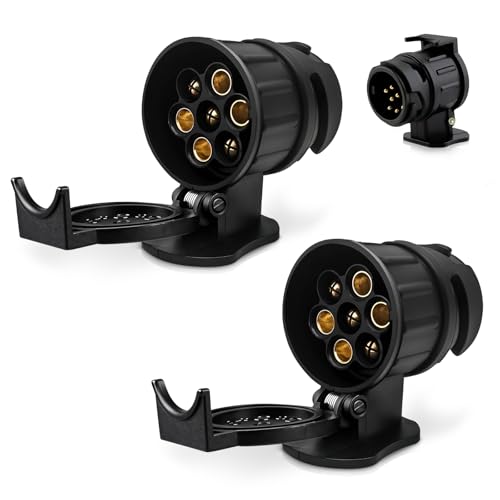 Pack de 2 Adaptadores Enchufe Remolque 13 Pines a 7 Pines – Accesorios para Caravana, Coche y Remolques – Adaptador Universal de Enganche – Alta Resistencia y Fácil Instalación