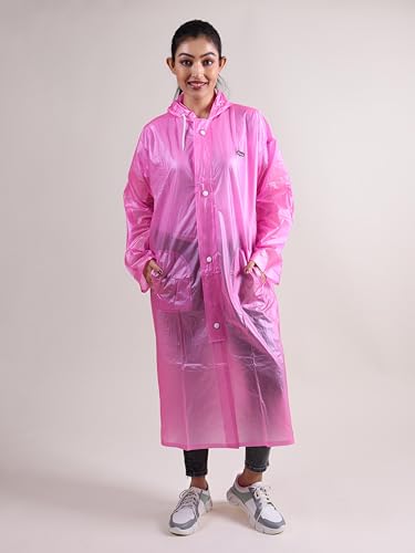 Image of Rupa Rainsuit Women Waterproof PVC Raincoat with Hood & Carry Bag | Lightweight Rainwear for Women with Front Zip | Solid Color | Standard Length | Pack of 1
