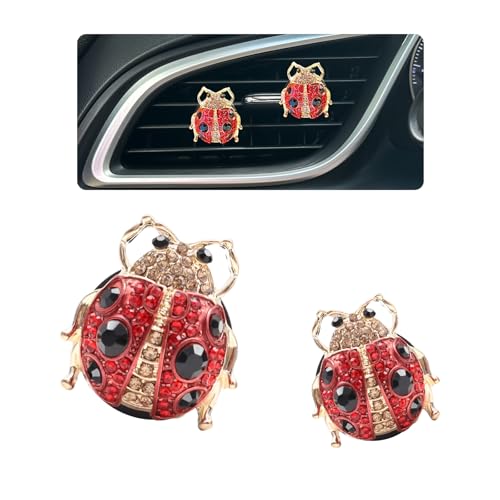 Image of ORIESSE Ladybug Car Accessories,2pcs Red Lady Bug Air Vent Clips Cute Car Air Freshener,Bling Rhinestone Car Decor for Women,Refillable Outlet Diffusers