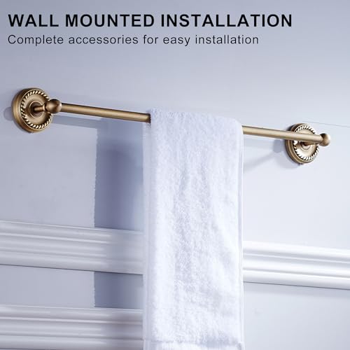Image of Antique Bronze Towel Rack for Bathroom Adjustable 15.5 to 27.5 Inch Towel Bar Wall Mounted