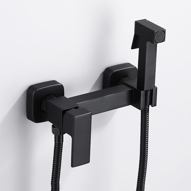 Pulverizador De Bidé Para Inodoro Kit Ducha Higienica Grifo Bidet Para Wc Monomando Agua Fría Y Caliente negro cuadrado