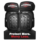 FITSENOR Gel Knee Pads Construction, Safety Heavy Knee Pads for Work, Roofing, Gardening, Cleaning, Laminate Flooring Tools, Construction Accessories Men, Black
