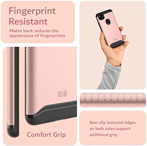 TUDIA DualShield Designed for Google Pixel 4a Case (2020), [Merge] Shockproof Dual Layer Military Grade Tough Hard Slim Phone Case Cover - Rose Gold