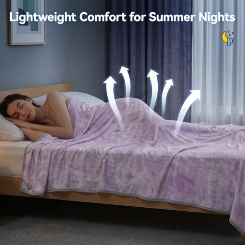 Image of Guohaoi Cooling Throw Blanket for Hot Sleepers, Twin Size 90''x108'' Lightweight Breathable Summer Bed Blanket for Couch, Arc-Chill Q-Max >0.5 Cool Fiber, Lightweight Blanket Light Purple