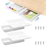 Sitarcmin Cajón autoadhesivo de 2 piezas para pegar,Cajón inferior debajo del escritorio,Cajón debajo de la mesa Cajones,Organizador de escritorio Cajones Bajo Desk Drawer para Casa Oficina