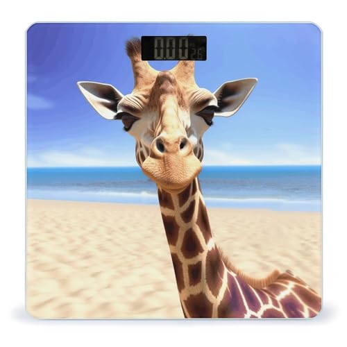 Báscula digital Beach Giraffe para baño con pantalla LCD y vidrio templado