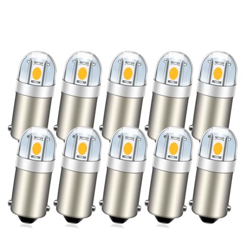 Ruiandsion 110V AC Warm White BA9S LED Bulb 10-Pack, for Industrial Equipment & Switchgear Panel Indicator Light