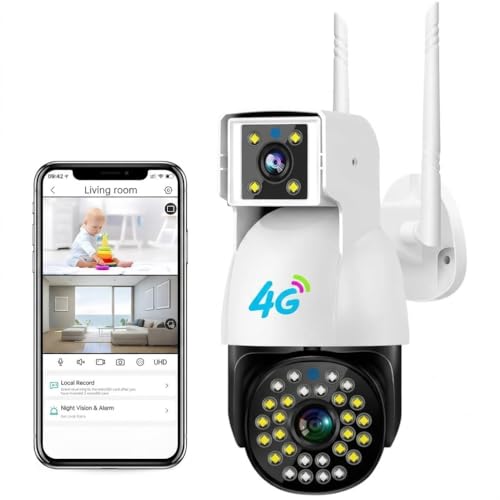 Image of DDLC 6MP 4G SIM Dual Lens Outdoor PTZ CCTV Camera | 360 Rotation | Color Night Vision | Smart Auto Tracking | Two-Way Audio | Wireless Security with V380 Pro App (4G Dual Lens PTZ)