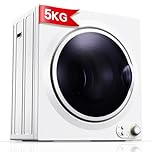 5KG Vented Tumble Dryer with Sensor Dry, 1400W Compact Tumble Dryer with Stainless Steel Tub, Control Panel Downside Easy Control for 5 Automatic Drying Mode, White