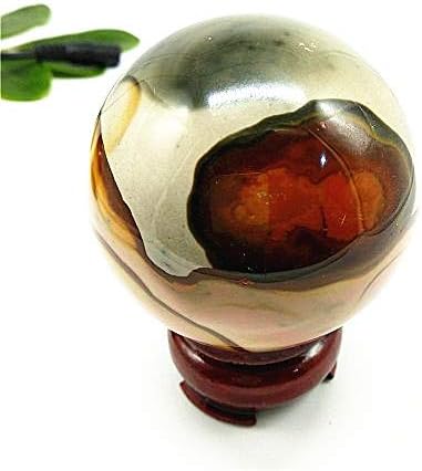 LIXUAN Ocean Jasper Sphere Polychrome Jasper Sphere Crystal Sphere Ball Healing Crystal Ball Multicolor Orbicular Orbs Mineral Ball Crystal Polished Stone (50-55mm)