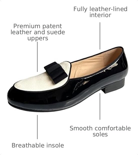 Image of Justar Men's Leather Tuxedo Dress Shoes Slip-On Belgian Loafers Formal Banquet with Bowtie