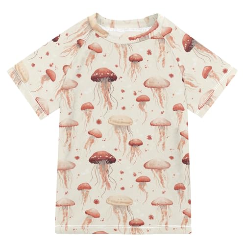 Girl Bathing Suit Short Sleeve Rash Guard Girls 4T Cute Aliens Head White