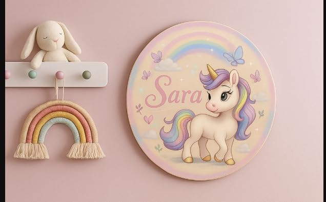Placa de nombre infantil personalizada de madera para regalo de cumpleaños original