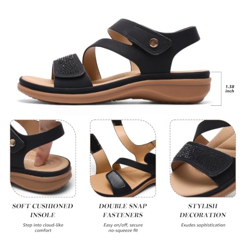 Image of Littleplum Womens Sandals Arch Support - Comfortable Flat Sandals for Women, Summer Breathable Adjustable Orthotic Walking Shoes for Beach,Travel