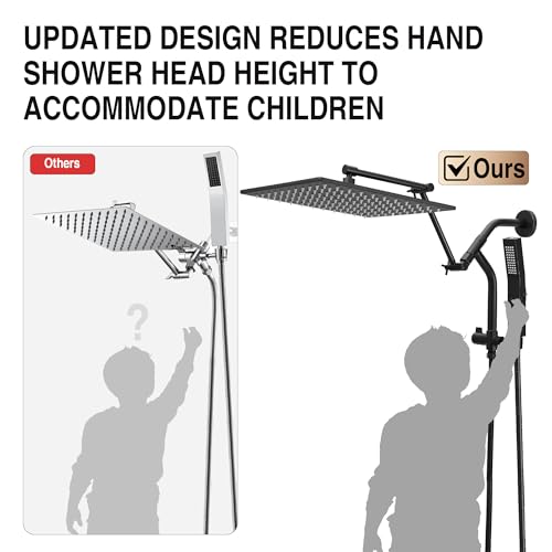 Image of All Metal 12 inch Luxurious Rain Shower Head with Handheld Spray, Power Jet