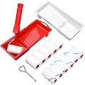 ?Upgraded?16pcs 2 Inch Small Paint Roller Kit with 6 High-Density Foam Paint Roller and 6 Microfiber Roller Covers (3/8” Nap), Mini Paint Roller Tray Set for Painting Walls, Cabinets, Crafts, Touch-up