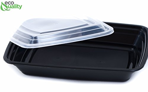 38 Oz Reusable Food Storage 20 Pack Containers With Lids By Ecoquality – Rectangular Bpa Free Freezer, Microwave & Dishwasher Safe – Airtight & Watertight Stackable, Lunch Meal Prep, To-Go, Bento Box #TOP5