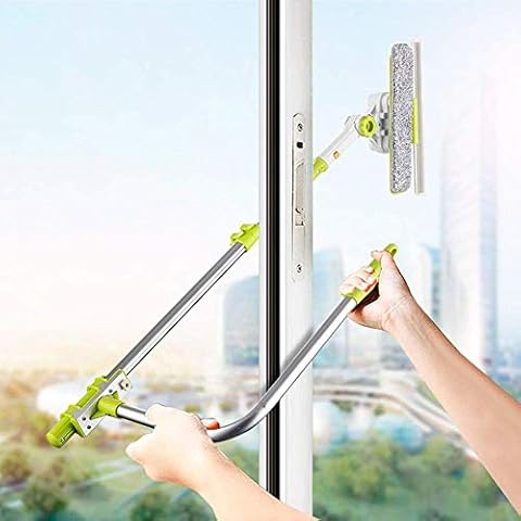 WDLWUJIN Window Squeegee Cleaner, U-Shaped Telescopic Rod, Floating Mechanism Wipe Head, Large Window Wiper Scraper Long Handle Cleaning Brush Tool Cover