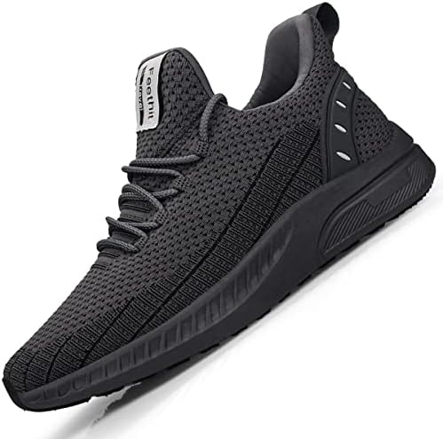 Feethit Mens Slip On Walking Shoes Blade Tennis Shoes Non Slip Running Shoes Lightweight Workout Shoes Breathable Mesh Fashion Sneakers Dark Grey Size 12