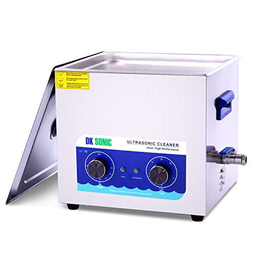 DK SONIC 15L 360W Sonic Cleaner with Heater and Basket for Metal Parts,Carburetor,Fuel Injector,Brass,Auto Parts,Engine Parts,Motor Repair Tools,etc (15L, 110V)
