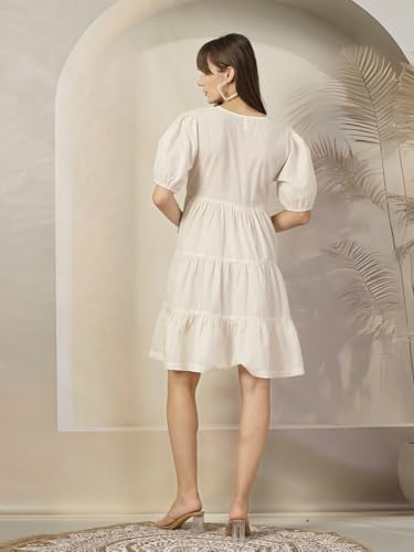 Image of Stylum Women's Solid & Embroidered Rayon Flared Dress