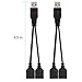 USB Splitter Cable,USB A 2.0 Male to Dual USB Female Y Splitter 2 Port Hub Adapter for Car/Laptop/LED/Charging Etc (2pcs)