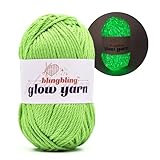 BulingBuling Glow in The Dark Yarn - 100g/3.5oz Photoluminescent Green DK #3 Light Weight, Beginner-Friendly Crochet & Knitting Supplies