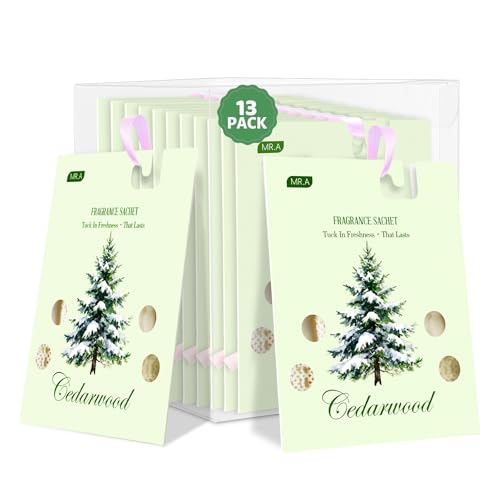13 Packs Cedar Sachet Bags for Drawer and Closet Fresh Scents Drawer Deodorizers Long Lasting Air Freshener for Home House Fragrance Cedar for Closets Car Air Frehener