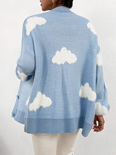 SOLY HUX Women's Button Down V Neck Long Sleeve Cloud Open Front Knit Cardigan Sweater2