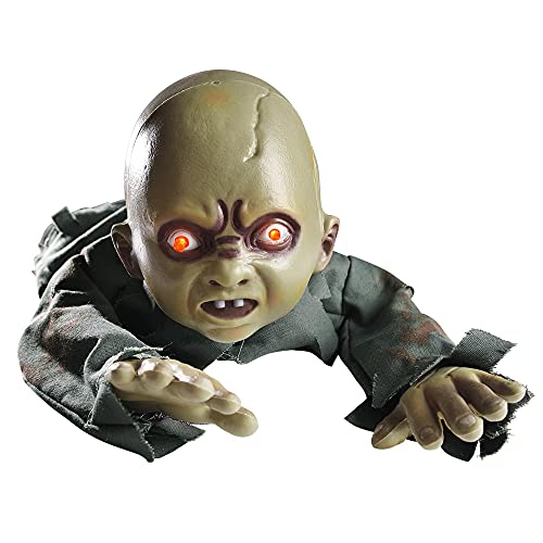 TOPURWAY Animated Crawling Zombie Scary Ghost Baby Doll for Halloween Haunted House Decor Sound...