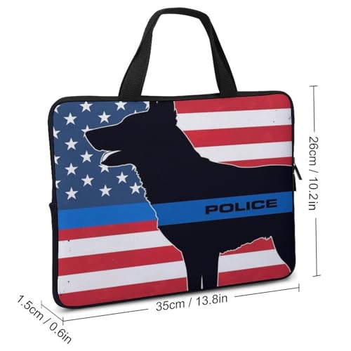 Laptop Bag for Men Women, Portable American Thin Blue Line Police Dog Flag Black Laptops Case, Computer Bag Compatible with Lenovo, Hp, Dell, Asus Notebook2