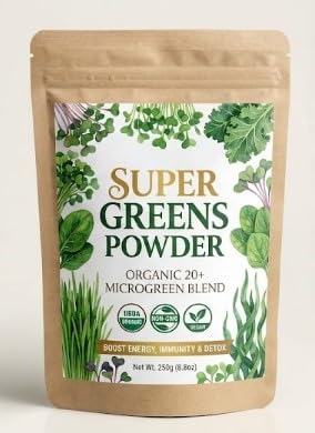 Prakruthi Super Greens Powder, Organic 20+ Microgreen Powder, Boost Energy,