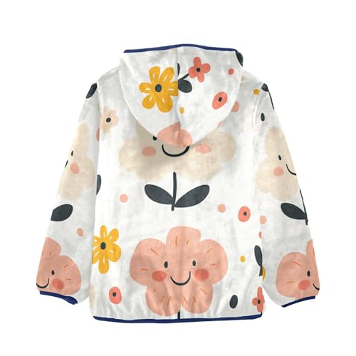 Cute Blossom Girls Fleece Jacket Girls Fall Jacket Girls Zip Up Hoodie Girls Sherpa Jacket 2-10T2