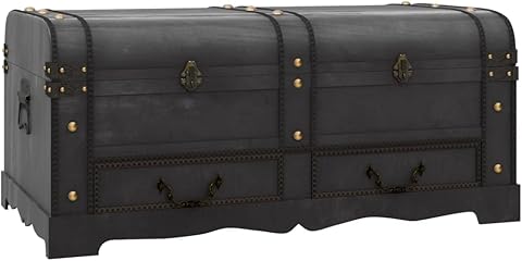 vidaXL Cofre Almacenaje Grande de Estilo Antiguo de Madera Baúl Mesa de Centro Negro