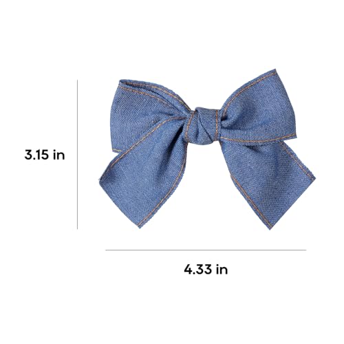 Pinzas para cabello lazo azul denim 4 pulgadas pack miniatura 7