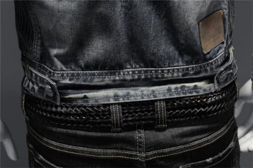 Generic Men Vintage Denim Jacket Stand Collar Vintage Wash Cowboy Outwear Bomber Loose Zip Up Coat2